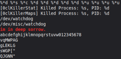 strings output containing the text 'I'm in deep sorrow'